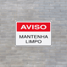 Combo 3 Placas De Sinalização Aviso Mantenha Limpo 30x20 Acesso - S-214 F9e - 1