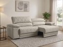 Ver imagem 1 de Sofá Leon 2,50m com Molas Retrátil Reclinável Velosuede - Netsofas - Bege