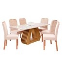 Ver imagem 1 de Conjunto Sala de Jantar Mesa Agata 160 Cm e 6 Cadeiras Paola Wood Cimol Nature/off White/madeira/
