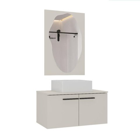Conjunto para Banheiro Suspenso Chicago 70cm com Gabinete Cuba e Espelheira C00D70012 Arenas - Ozini