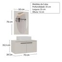 Ver imagem 2 de Conjunto para Banheiro Suspenso Chicago 70cm com Gabinete Cuba e Espelheira C00D70012 Arenas - Ozini
