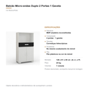 Ver imagem 6 de Balcão Micro-Ondas Duplo 2 Portas 1 Gaveta Branco Preto Formimóveis