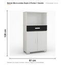 Ver imagem 5 de Balcão Micro-Ondas Duplo 2 Portas 1 Gaveta Branco Preto Formimóveis