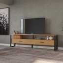 Ver imagem 1 de Rack para Tv até 60 Polegadas 02 Gavetas 220cm Estilo Industrial Freijó Preto Fosco Dalla Costa