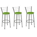Ver imagem 1 de Kit 3 Banquetas Média Cromada Com Encosto Assento Verde