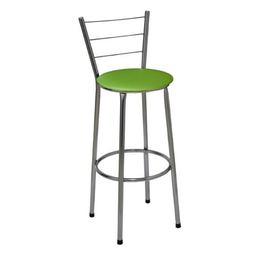 Kit 3 Banquetas Média Cromada Com Encosto Assento Verde - 2