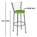 Ver imagem 3 de Kit 3 Banquetas Média Cromada Com Encosto Assento Verde