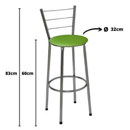 Kit 3 Banquetas Média Cromada Com Encosto Assento Verde - 3