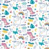 Papel de Parede Infantil - Dino e Unicórnio Arte Destaque 3,50 Metros - 3