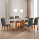 Ver imagem 1 de Mesa de Jantar Carolina Tampo 180cm MDF Vidro Canto Copo e 6 Cadeiras Athenas