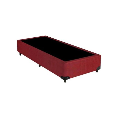 Box Base Blindado Suede- Solteiro 88x198x38 - Novo:vermelho