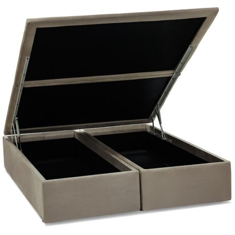 Base Baú Ortobom Super King Camurça Bege 193x203x35