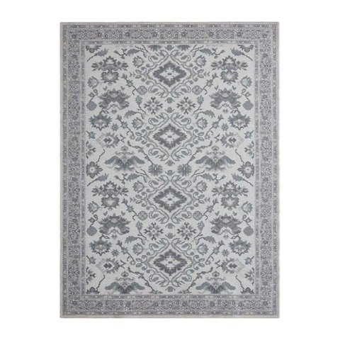 Tapete Funcional Sala / Quarto Medalhao - Tamanho 200 X 250 Cm - Cor Cinza/ Azul Claro - J. Serrano