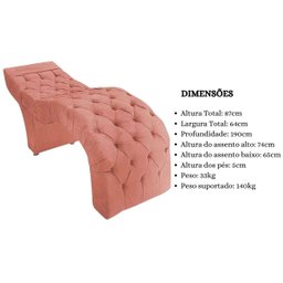 Maca Estofada Capitonê Clínica Salão Estética Suede Marta:Coral - 6