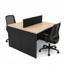 Ver imagem 1 de Kit Estação de Trabalho 2 Lugares + 2 Cadeiras de Escritório Ergonômicas Mesa 120x60cm