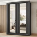 Ver imagem 1 de Guarda Roupa Solteiro 2 Portas Darvi com 2 Espelhos Carraro Preto Touch