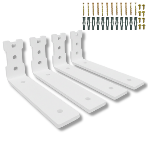 Quatro Fixadores de Parede Design em L 15cm Suporte Mão Francesa para Prateleira Branco