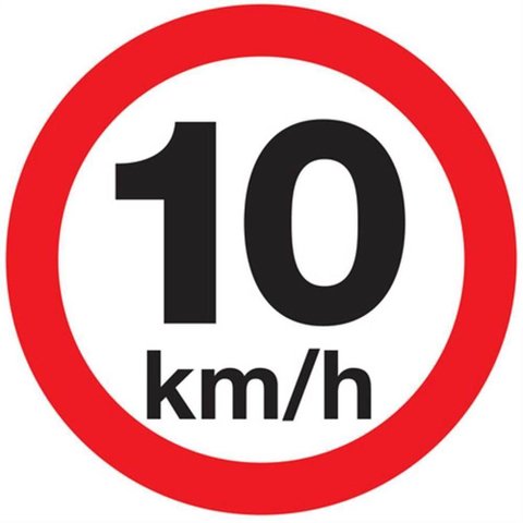 Placa de Poliestireno Auto-adesiva 45x45cm Velocidade Maxíma Permitida 10km/h - 300 Ak - Sinalize Pl