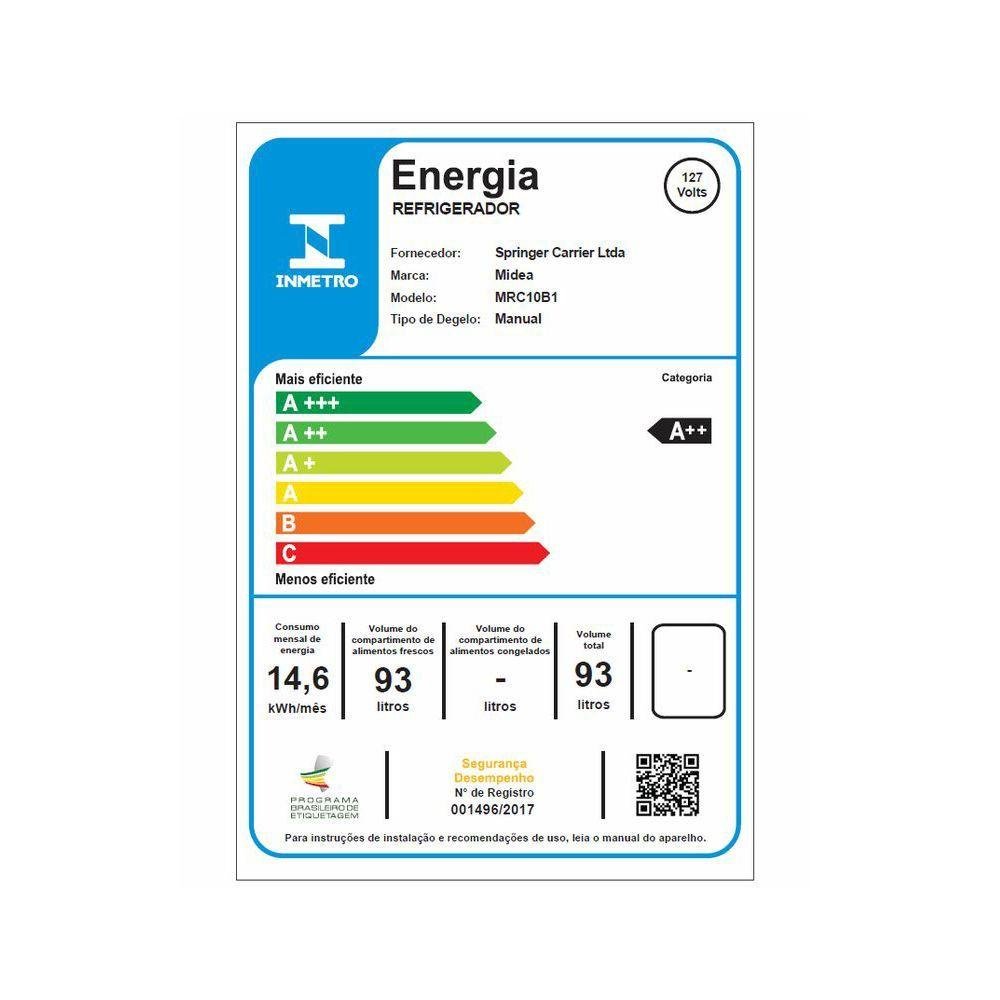 Frigobar Midea 93 Litros Mrc10b1-x Preto com Inox 127v - 4