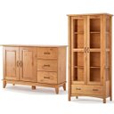 Ver imagem 1 de Buffet Aparador 2 Portas 3 Gav. 120 Cm e Cristaleira 2 Portas Bella Carvalho Fosco