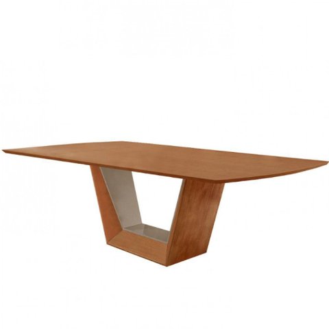 Mesa para Sala de Jantar Rubi 220cm Moderna Mobília Cinamomo com Champanhe-cinamomo Imbuia