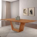 Ver imagem 6 de Mesa para Sala de Jantar Rubi 220cm Moderna Mobília Cinamomo com Champanhe-cinamomo Imbuia