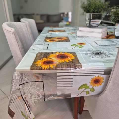 Toalha de Mesa Estampada 4,0x1,4m Protetora Transparente 05