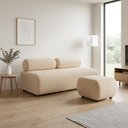 Ver imagem 1 de Sofá 3 Lugares e Puff para Sala Orgânico Nara Base Fixa Moderno Bouclê D03 - D'Rossi