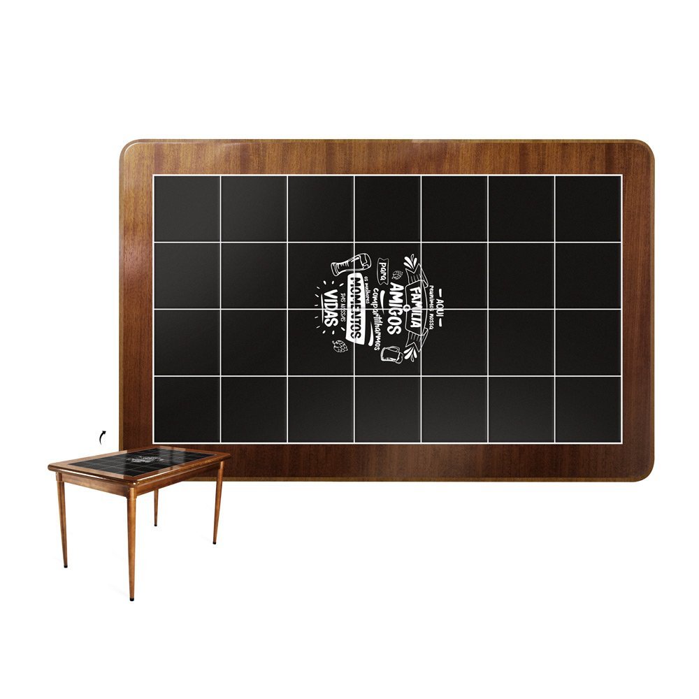 Mesa retangular para varanda gourmet em madeira e 28 azulejos com 3 cadeiras de madeira - Familia e  - 5