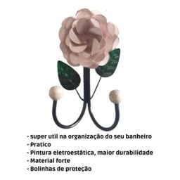 Cabide de 2 Ganchos em Ferro / Porta Toalha 2 Ganchos em Ferro / Varias Cores:rosa - 3