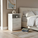 Ver mais imagens de Mesa de Cabeceira 2 Gavetas com Compartimento Secreto, Gaveta Secreta - Branco
