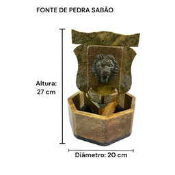 Fonte de Água Cascata Pedra Sabão Leão Chafariz Decoração São José - 2