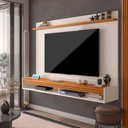 Ver imagem 2 de Painel para Tv até 55 Polegadas Ripado Ottawa 136cm - Via Nossa - Off White e Cedro