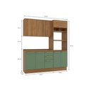 Ver imagem 5 de Cozinha Completa 4 Peças Botanic 1 Aéreo Balcão 1 Paneleiro 1 Complemento M664 Nogueira Verde