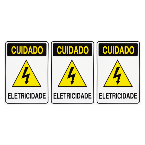 Combo 3 Placas De Sinalização Cuidado Eletricidade 20x30 Acesso - S-217/2 F9e