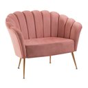 Ver imagem 1 de Sofá Pétala Slim Veludo Rosa Aço Dourado - Daf Mobiliário