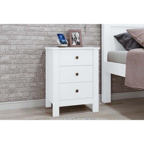 Mesa Cabeceira Infantil Maggiore C/ 3 Gavetas Branco - Lopas