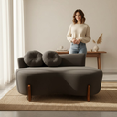 Ver imagem 2 de Namoradeira Sofá Feijão Lounge 120cm Orgânica Bouclé Marrom