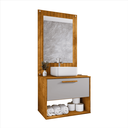 Ver imagem 1 de Conjunto para Banheiro Zenit Gabinete com Espelho 1 Gaveta e Cuba Naturalle com Off White - Ofertamo
