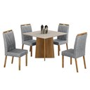 Ver imagem 1 de Mesa de Jantar Jade 90cm Cinamomo Off White com 4 Cadeiras Lara Linho Prata - Valdemóveis