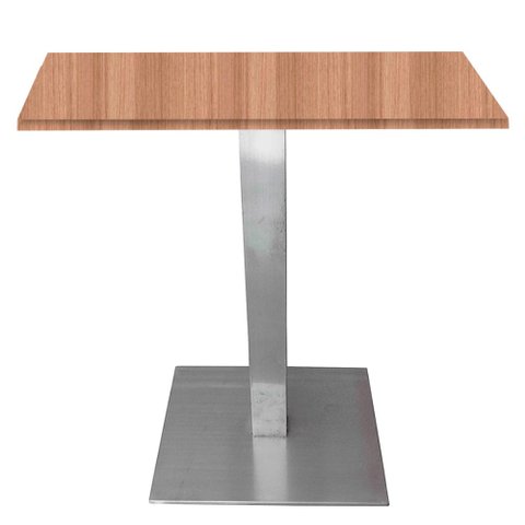 Mesa Quadrada Alpha Inox Prata 73,50 Cm (altura) Tampo Mdp Quadrado 70 Cm Noce Naturalle (larg)