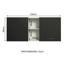 Ver imagem 3 de Armário de Cozinha Aéreo 150 cm 2 Portas e 2 Nichos Branco/Preto Agata Madesa