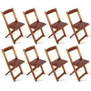Kit 8 Cadeiras Dobrável Madeira Padrão Imbuia - Cor: Marrom