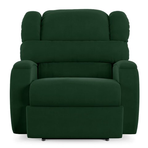 Poltrona do Papai Sala de Cinema Reclinável Kylie Power Elétrica Massagem Usb Veludo Verde Esmeralda