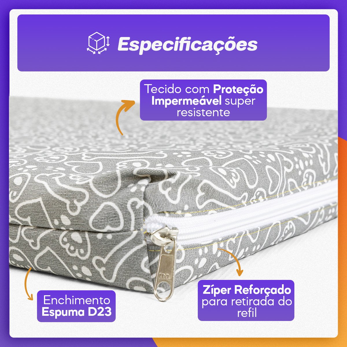 Colchonete para Cachorro Impermeável Caminha Pet com Zíper 80x60 Pets - 2