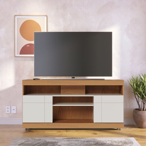 Rack Bancada Yara para Sala de Tv até 47 Polegadas Freijó Off White Colibri