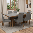 Ver imagem 1 de Conjunto Sala de Jantar Tampo de Madeira 6 Cadeiras Rustic/Cinza/Silver Sarlat Madesa