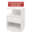Ver imagem 1 de Mesa Cabeceira 40cm com Gaveta e Nicho Alta 60cm MDF 15mm Branco Mesa de Cabeceira Montada Lado Esqu