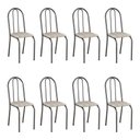 Ver imagem 1 de Kit 8 Cadeiras de Cozinha Califórnia Estampado Rattan Bege Pés de Ferro Preto - Pallazio