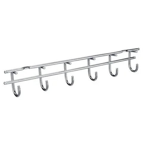 Suporte Porta Xícaras 6 Ganchos 34x7cm Cromado Masutti Copat
